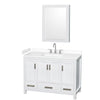 Custom image for White with Brushed Chrome Trim / White Cultured Marble, Rectangular Sink / Medicine Cabinet