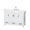 Custom image for White with Brushed Chrome Trim / White Cultured Marble, Rectangular Sink / No Mirror