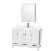 Custom image for White with Brushed Chrome Trim / White Quartz, Rectangular Sink / Medicine Cabinet