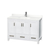 Custom image for White with Brushed Chrome Trim / White Quartz, Rectangular Sink / No Mirror