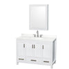 Custom image for White with Brushed Chrome Trim / White Quartz, Rectangular Sink / Medicine Cabinet