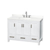 Custom image for White with Brushed Chrome Trim / White Quartz, Rectangular Sink / No Mirror
