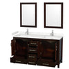 Custom image for Espresso with Brushed Chrome Trim / Carrara Cultured Marble, Rectangular Sink / 24