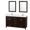 Custom image for Espresso with Brushed Chrome Trim / Carrara Cultured Marble, Rectangular Sink / 24