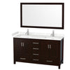 Custom image for Espresso with Brushed Chrome Trim / Carrara Cultured Marble, Rectangular Sink / 58