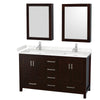 Custom image for Espresso with Brushed Chrome Trim / Carrara Cultured Marble, Rectangular Sink / Medicine Cabinets