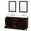 Custom image for Espresso with Brushed Chrome Trim / Carrara Cultured Marble, Rectangular Sink / 24