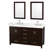 Custom image for Espresso with Brushed Chrome Trim / Carrara Cultured Marble, Rectangular Sink / 24