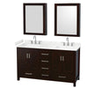 Custom image for Espresso with Brushed Chrome Trim / Carrara Cultured Marble, Rectangular Sink / Medicine Cabinets