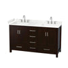 Custom image for Espresso with Brushed Chrome Trim / Carrara Cultured Marble, Rectangular Sink / No Mirror