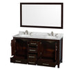Custom image for Espresso with Brushed Chrome Trim / White Carrara Marble, Oval Sink / 58