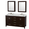 Custom image for Espresso with Brushed Chrome Trim / White Carrara Marble, Oval Sink / Medicine Cabinets