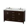 Custom image for Espresso with Brushed Chrome Trim / White Carrara Marble, Oval Sink / No Mirror