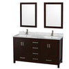 Custom image for Espresso with Brushed Chrome Trim / White Carrara Marble, Rectangular Sink / 24