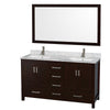Custom image for Espresso with Brushed Chrome Trim / White Carrara Marble, Rectangular Sink / 58