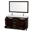 Custom image for Espresso with Brushed Chrome Trim / Giotto Quartz, Rectangular Sink / 58