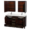 Custom image for Espresso with Brushed Chrome Trim / Giotto Quartz, Rectangular Sink / Medicine Cabinets