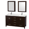 Custom image for Espresso with Brushed Chrome Trim / Giotto Quartz, Rectangular Sink / Medicine Cabinets