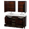 Custom image for Espresso with Brushed Chrome Trim / Giotto Quartz, Rectangular Sink / Medicine Cabinets