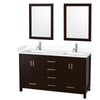 Custom image for Espresso with Brushed Chrome Trim / White Cultured Marble, Rectangular Sink / 24