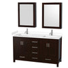 Custom image for Espresso with Brushed Chrome Trim / White Cultured Marble, Rectangular Sink / Medicine Cabinets