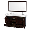 Custom image for Espresso with Brushed Chrome Trim / White Cultured Marble, Rectangular Sink / 58