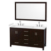 Custom image for Espresso with Brushed Chrome Trim / White Cultured Marble, Rectangular Sink / 58