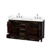 Custom image for Espresso with Brushed Chrome Trim / White Cultured Marble, Rectangular Sink / No Mirror