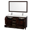 Custom image for Espresso with Brushed Chrome Trim / White Quartz, Rectangular Sink / 58