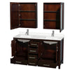 Custom image for Espresso with Brushed Chrome Trim / White Quartz, Rectangular Sink / Medicine Cabinets
