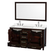Custom image for Espresso with Brushed Chrome Trim / White Quartz, Rectangular Sink / 58