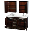 Custom image for Espresso with Brushed Chrome Trim / White Quartz, Rectangular Sink / Medicine Cabinets
