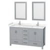 Custom image for Gray with Brushed Chrome Trim / Carrara Cultured Marble, Rectangular Sink / 24