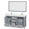 Custom image for Gray with Brushed Chrome Trim / Carrara Cultured Marble, Rectangular Sink / 58
