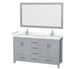 Custom image for Gray with Brushed Chrome Trim / Carrara Cultured Marble, Rectangular Sink / 58