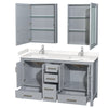 Custom image for Gray with Brushed Chrome Trim / Carrara Cultured Marble, Rectangular Sink / Medicine Cabinets