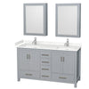 Custom image for Gray with Brushed Chrome Trim / Carrara Cultured Marble, Rectangular Sink / Medicine Cabinets