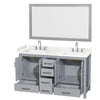 Custom image for Gray with Brushed Chrome Trim / Carrara Cultured Marble, Rectangular Sink / 58