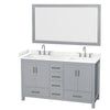 Custom image for Gray with Brushed Chrome Trim / Carrara Cultured Marble, Rectangular Sink / 58