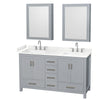 Custom image for Gray with Brushed Chrome Trim / Carrara Cultured Marble, Rectangular Sink / Medicine Cabinets