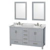 Custom image for Gray with Brushed Chrome Trim / White Carrara Marble, Oval Sink / 24
