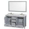 Custom image for Gray with Brushed Chrome Trim / White Carrara Marble, Oval Sink / 58
