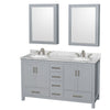 Custom image for Gray with Brushed Chrome Trim / White Carrara Marble, Oval Sink / Medicine Cabinets