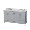Custom image for Gray with Brushed Chrome Trim / White Carrara Marble, Oval Sink / No Mirror
