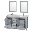 Custom image for Gray with Brushed Chrome Trim / White Carrara Marble, Rectangular Sink / 24