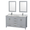 Custom image for Gray with Brushed Chrome Trim / White Carrara Marble, Rectangular Sink / 24