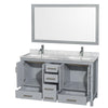 Custom image for Gray with Brushed Chrome Trim / White Carrara Marble, Rectangular Sink / 58
