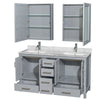 Custom image for Gray with Brushed Chrome Trim / White Carrara Marble, Rectangular Sink / Medicine Cabinets
