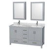 Custom image for Gray with Brushed Chrome Trim / White Carrara Marble, Rectangular Sink / Medicine Cabinets