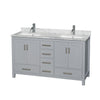 Custom image for Gray with Brushed Chrome Trim / White Carrara Marble, Rectangular Sink / No Mirror